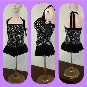 Flirty skirted maillot swimsuit